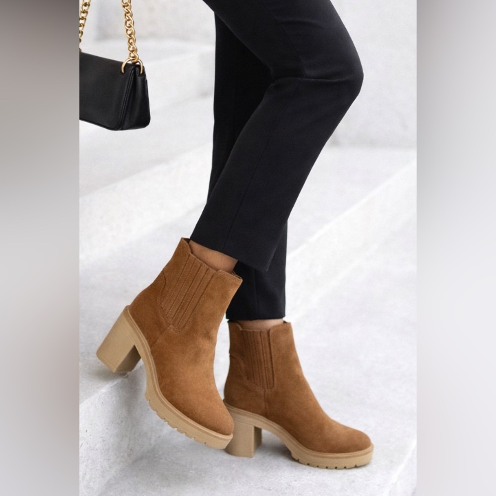 Universal Thread Tan/Camel Stack Heel Lace Up Ank… - image 1